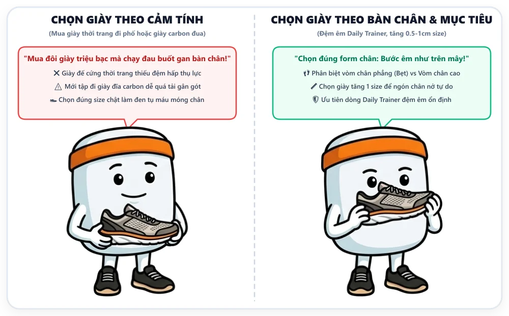 Hướng dẫn chọn đôi giày chạy bộ đầu tiên cho người mới bắt đầu
